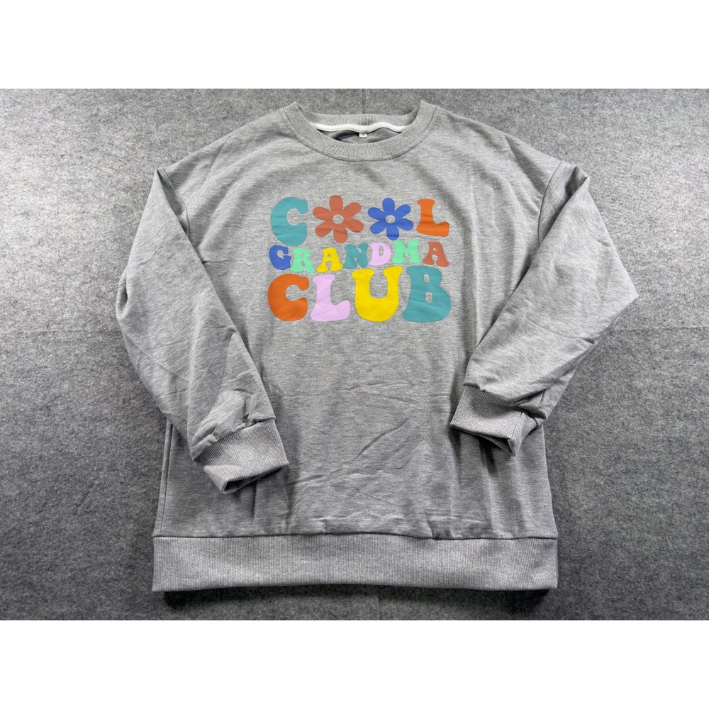Unbranded Cool Grandma Club Sweatshirt Women S Grey Graphic Retro Pullover - Picture 2 of 9